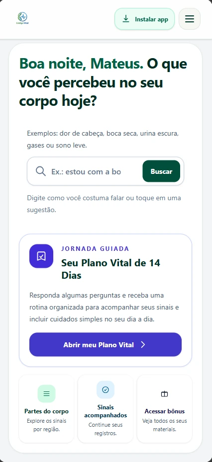 Código Vital no celular