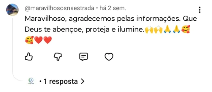 Comentários reais de seguidores agradecendo
